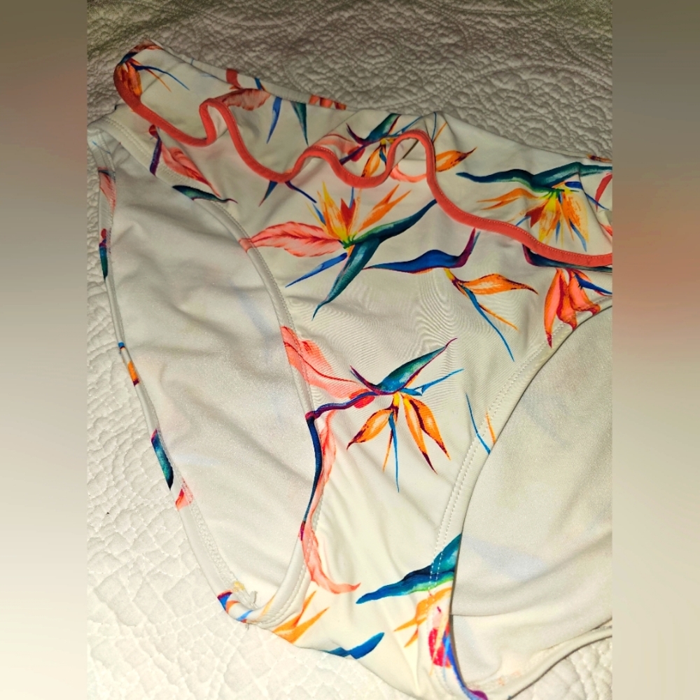 Ruffled Flower Print Bathing Suit bottom